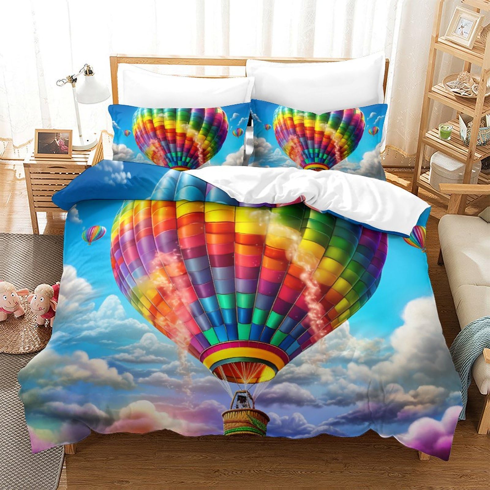 Housse de couette ballon à air chaud en microfibre respirante 3 pièces Super King 260x220cm