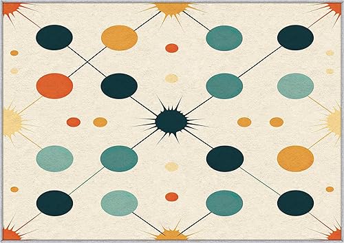 Miniatura 48 de Alfombra retro de los años 70, alfombras de área de 6 x 8 pies, patrón geométrico moderno de mediados de siglo, para sala de estar, dormitorio,