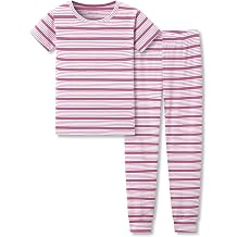 Topgal Kids Purple Brown Stripe Pajamas, 2PC Short Sleeve Pants, Size 2T-10