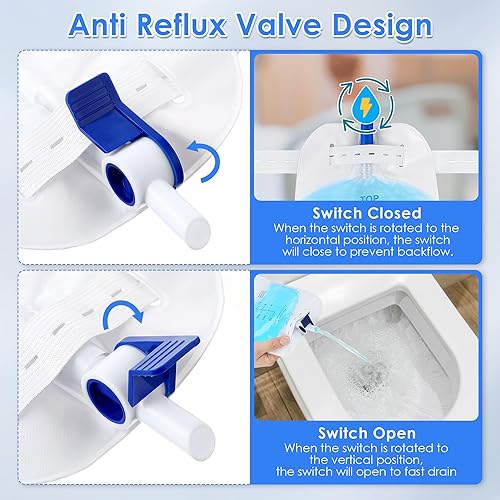 Miniatura 3 de Geiserailie Paquete de 5 bolsas de drenaje urinario de 16.9 fl oz con tubo de 12 pulgadas y válvula antirreflujo, bolsa de pierna de orina de gran