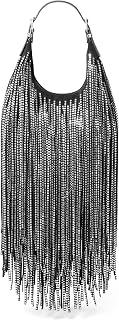 Nolita Small Hobo Shoulder Bag, Silver-Tone Hardware/Fringe Suede with Hot Fix Studs/Black