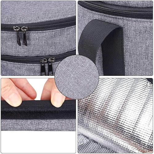 Miniatura 2 de Transportador de cacerola portador de tartas bolsa de almacenamiento aislada con asas de transporte 2 compartimentos bolsa de almuerzo aislada