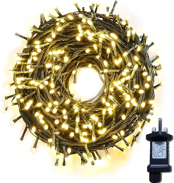 Gresonic 500LED 32.8ft Christmas Tree String Lights ,8 Modes Timer Green Cable Wire Twinkle LightsPlug in IP44 Waterproof Fairy Lights for Garden Fence Balcony Wedding Party Decoration