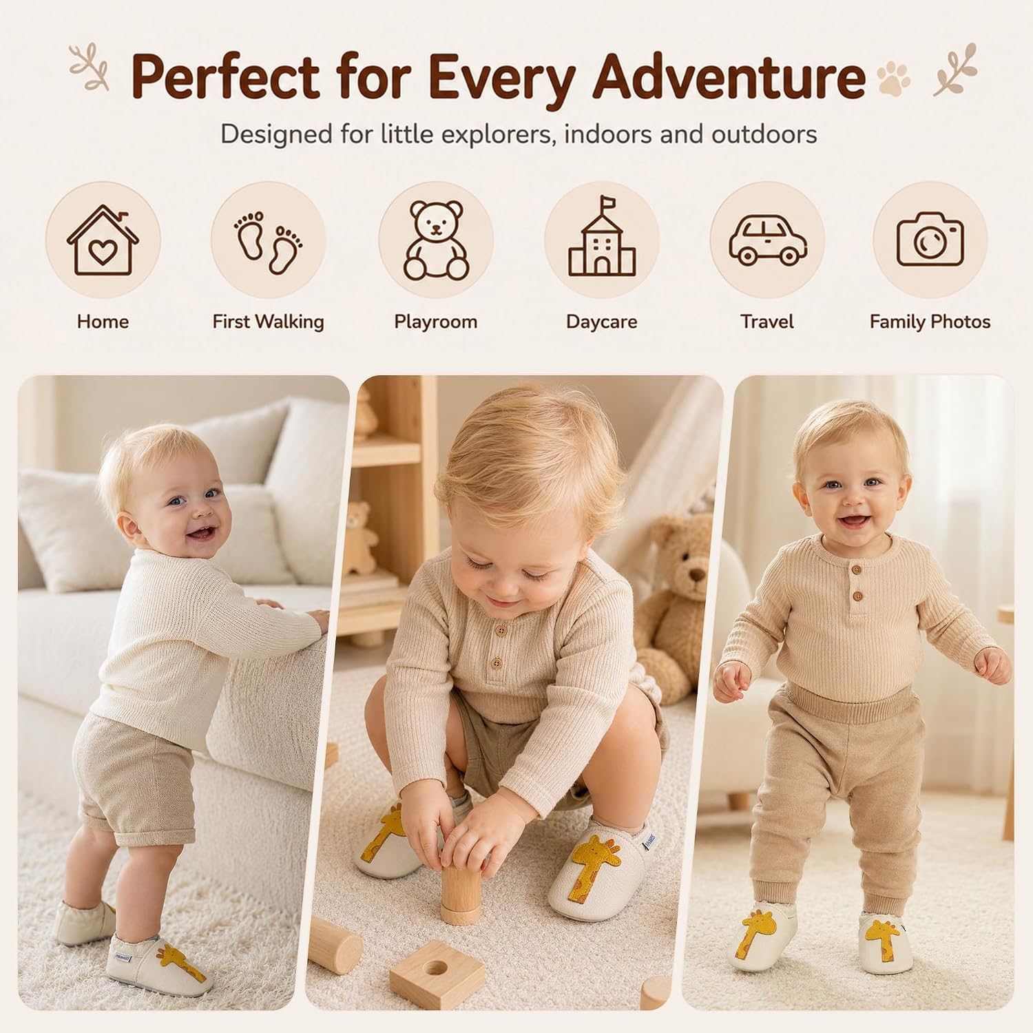YIHAKIDS Baby Leather Moccasins Soft Sole Infant Toddler Shoes