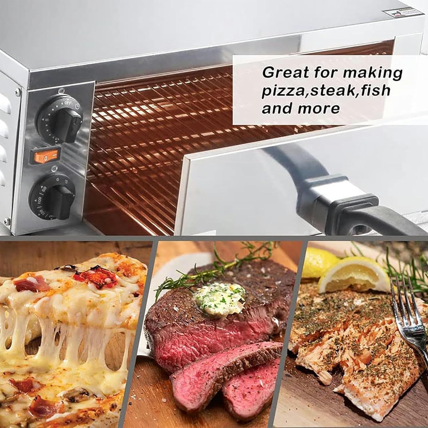 Electric Pizza Oven, Commercial Single 16" Pizza Drawer Toaster Oven, Temperature Range 50~300, Anti-scald Handle, for Home Restaurant