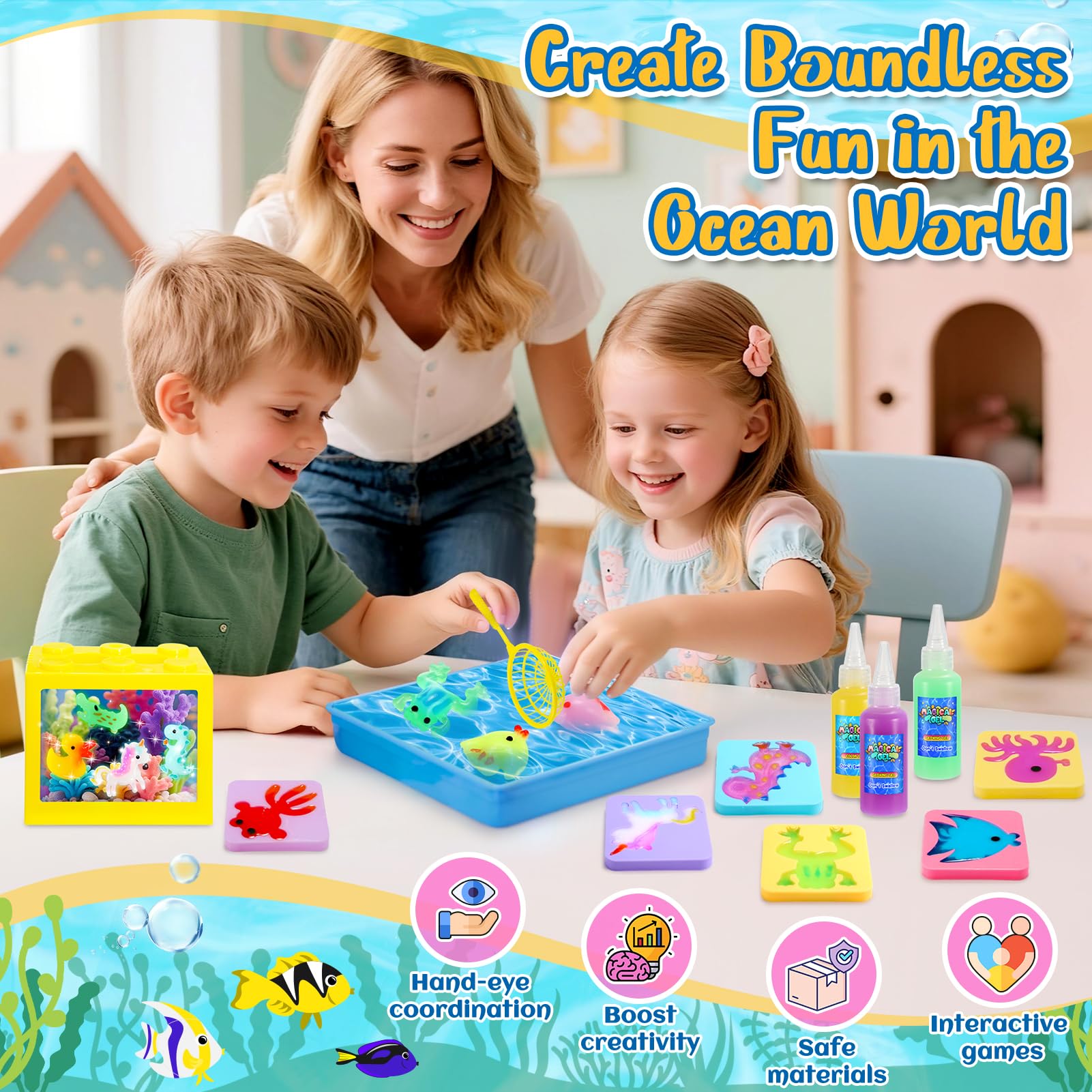 iKidiki Magiczna zabawka z żelem wodnym, kreatywna, magiczna zabawka wodna z 18 magicznym żelem i 16 formami, zestawy do malowania wodnego dla dzieci w wieku 5, 6, 7, 8, 9 lat