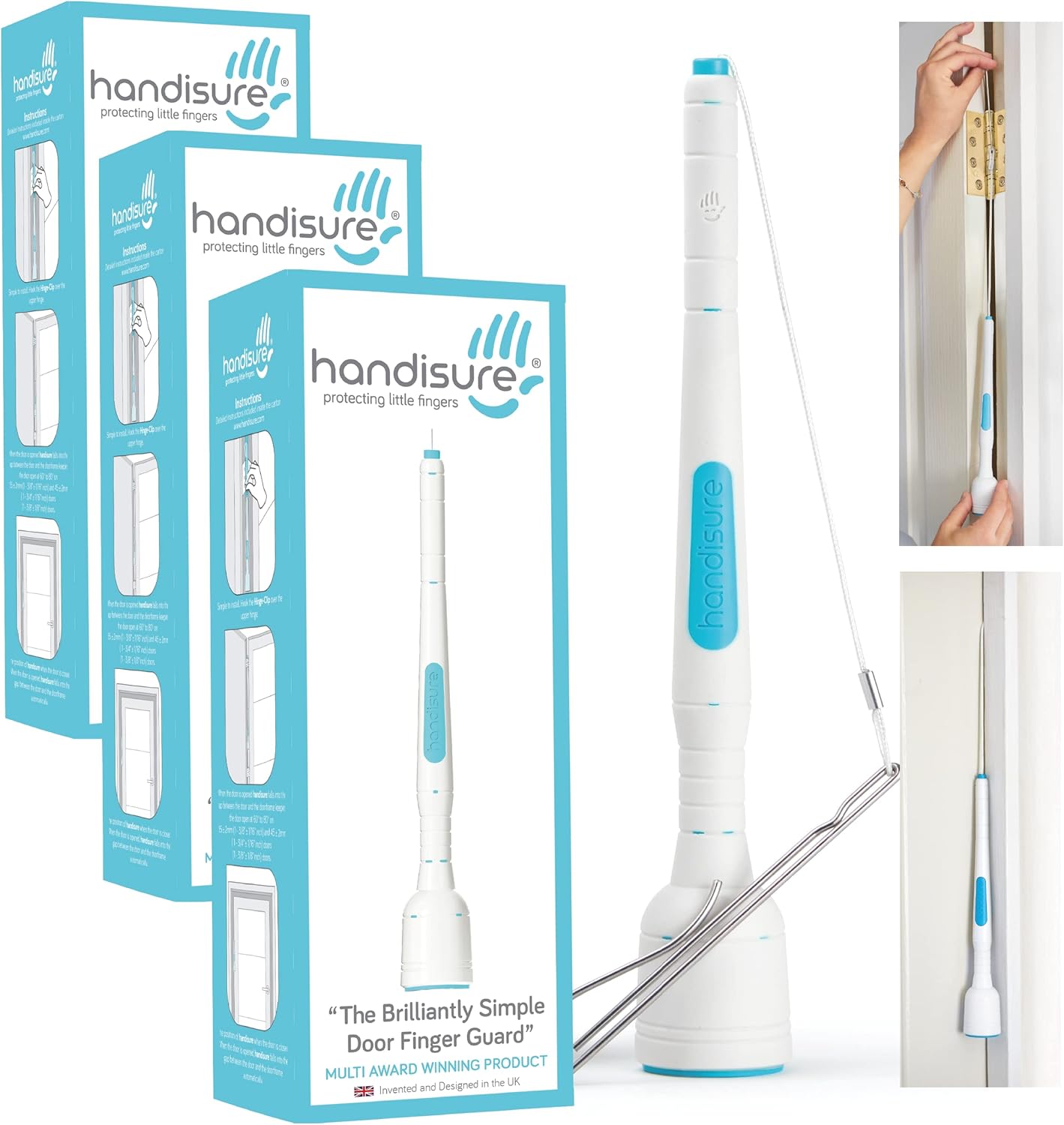 Handisure AWARD WINNING 3 Automatic Child Door Finger Guards, Door Locks & Window Guards, Hinge