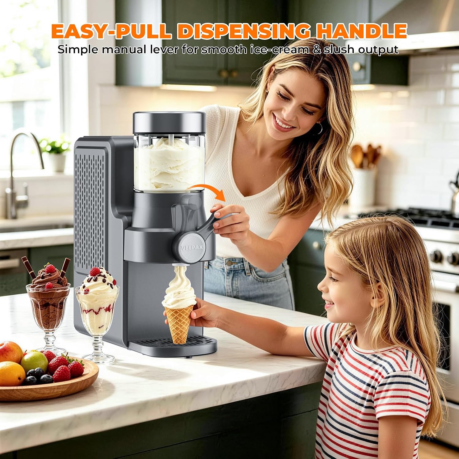 Slushie Machine for Home, 7-in-1 Ice Cream Maker, 17oz No Ice Needed