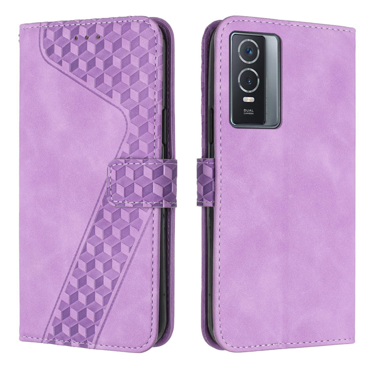 Funda para Vivo Y76 5G/Y76S/Y74S, PU Cuero Flip Carcasa Fundas Móvil de Tapa Libro Caso Piel PU para Vivo Y76 5G/Y76S/Y74S,Billetera Case Telefono Cubrir Móvil Cover con Cáscara de TPU(Púrpura)