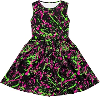 Little Girls Sleeveless Dress with Pockets Marble and Smoke Style Dresses Casual Party Sundress for 2-14T