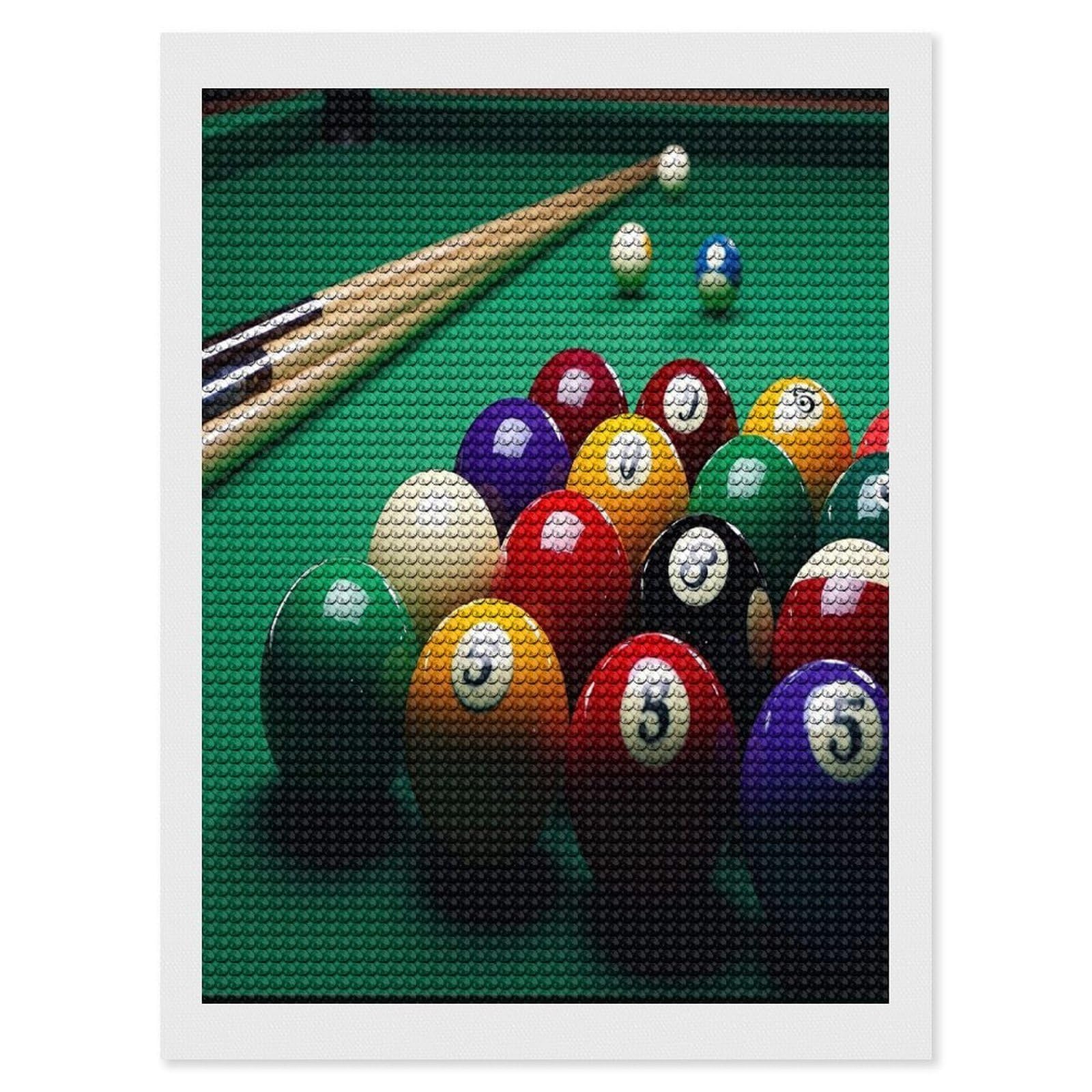 FekiLoot Billiards Diamond Painting Kits for Beginners DIY Diamond Art Kits for Adults Full Drill Round Diamond Dot Gem Art Painting Fun DIY Crafts for Home Kitchen Wall Decor Gift 12"x16"