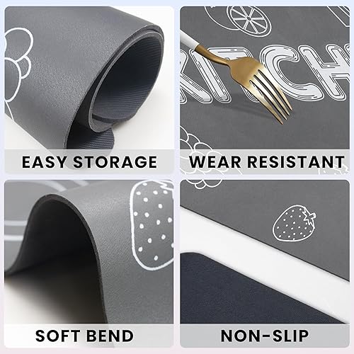 Miniatura 6 de Tapete de cocina antifatiga, tapete de cocina acolchado para el piso, tapete de cocina antideslizante, lavable, de secado rápido, suave, juego de