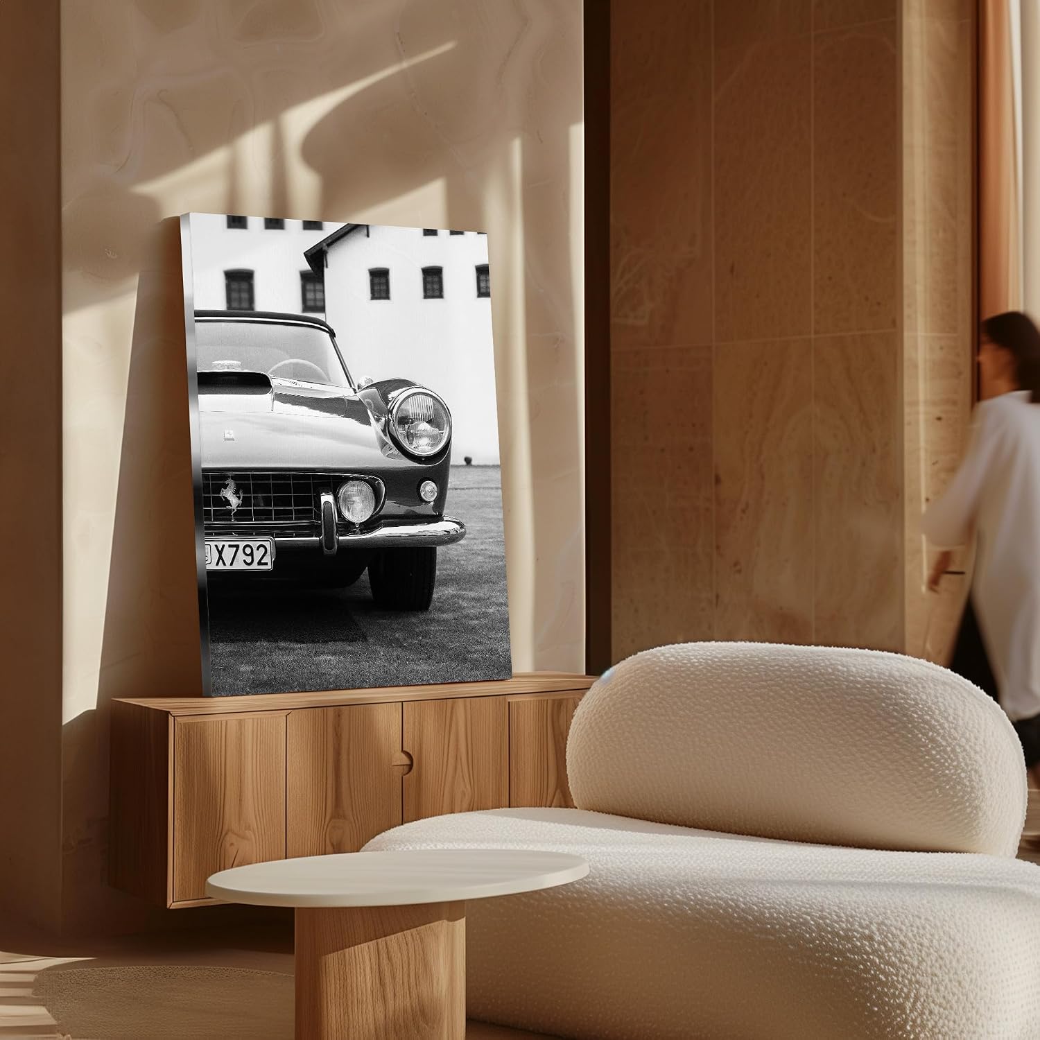 Poster Master Exotic Car Canvas - Retro Luxury Car Print - Black & White Photography Art - Car Enthusiast Housewarming Gift - Great Living Room or Office Wall Decor - 8x10 STRETCHED Canvas