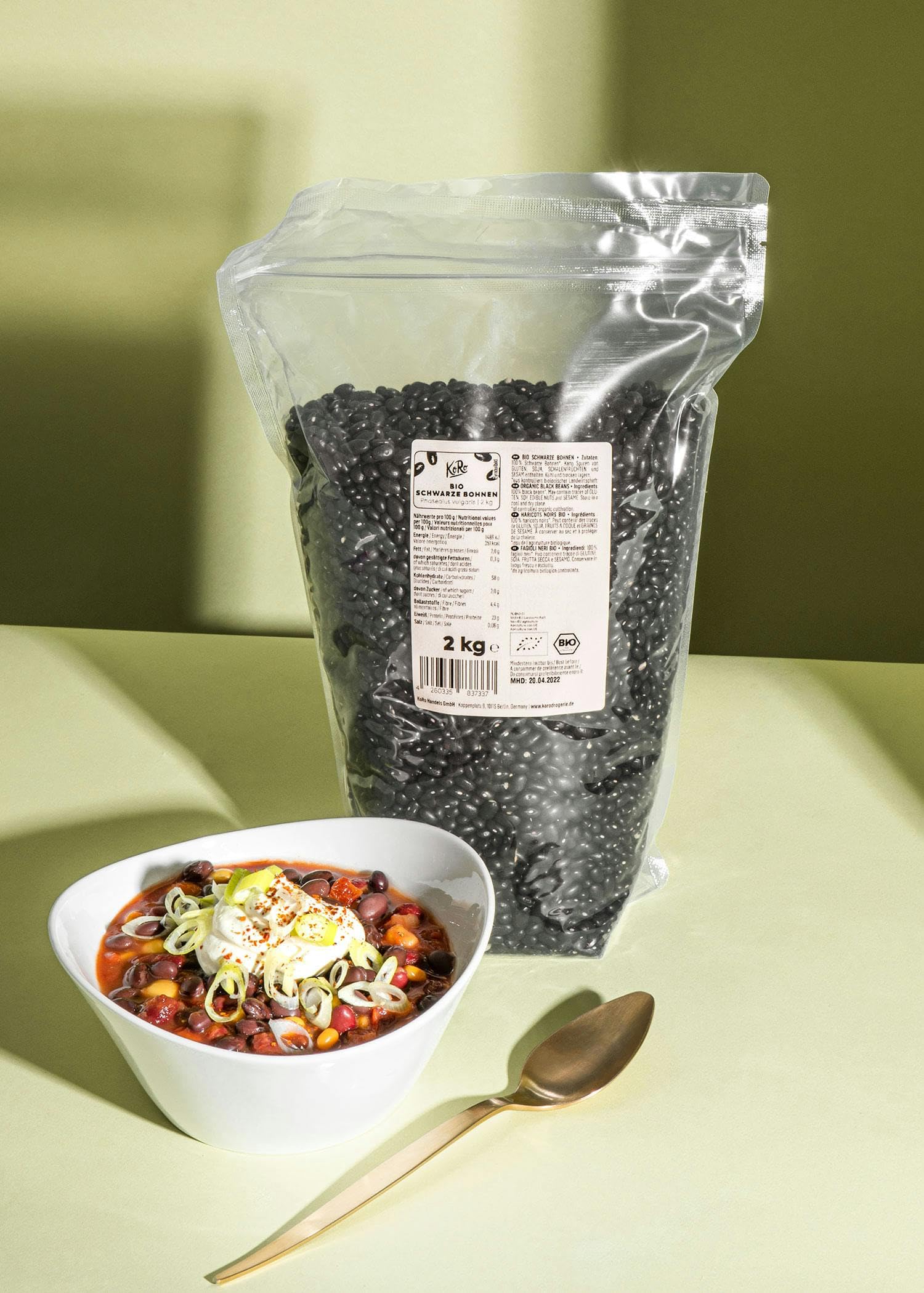 KoRo - Fagioli neri bio 2 kg - Versatili e in maxi formato - Da agricoltura biologica - Legumi secchi per ogni uso
