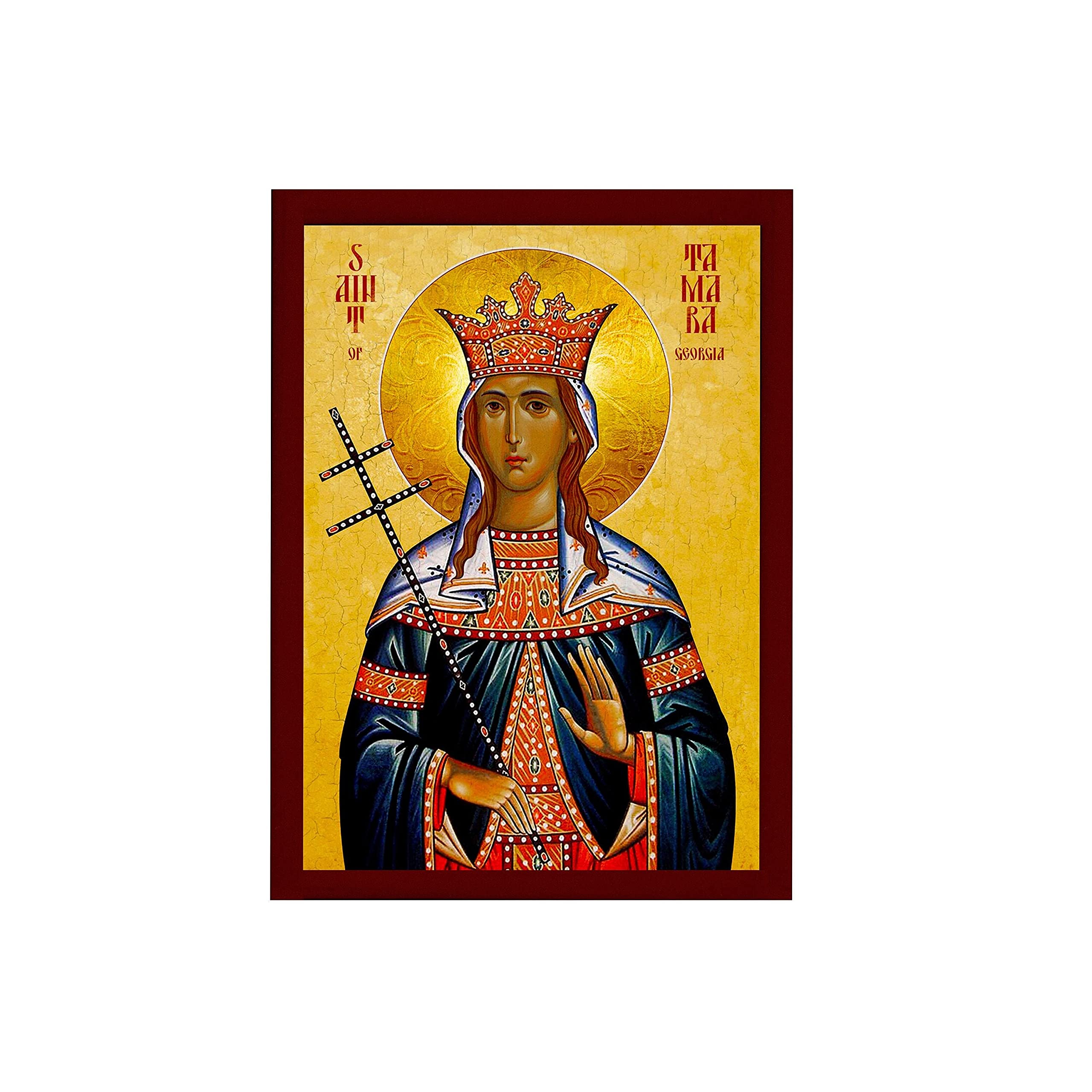 Icône Religieuse Orthodoxe De Sainte Tamara De Géorgie - Art Byzantin Fait Main - 15 X 21 Cm - Cadeau Spirituel Cadeau Religieux Artisanal