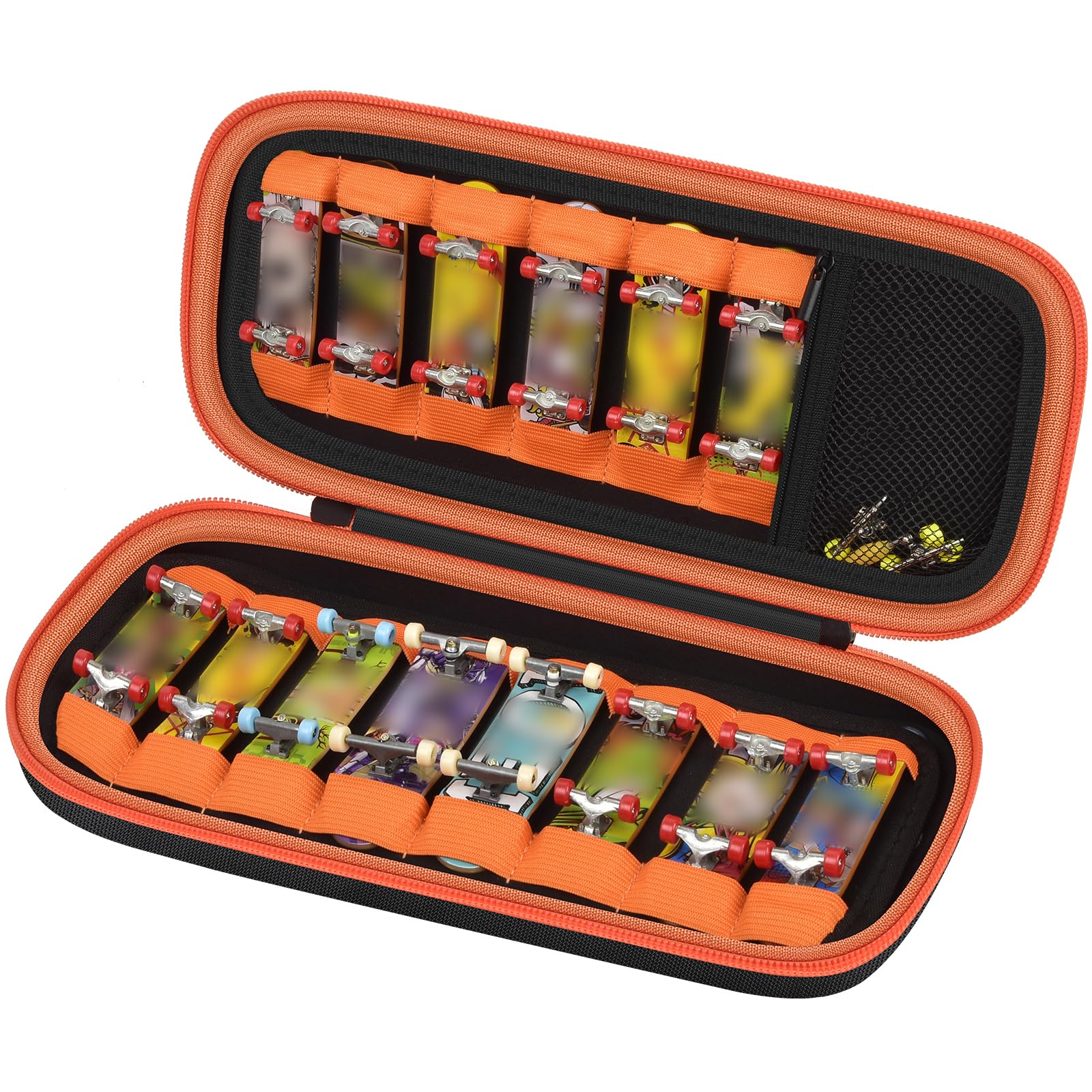 Finger Skateboard Case for TECH Deck Fingerboard Ultra DLX 14 Pack, Element Collectible Mini Skateboards Holder, Kids Toy Storage for Sticker Sheets, Wheels, Tool, Screws and Nut- Box Only