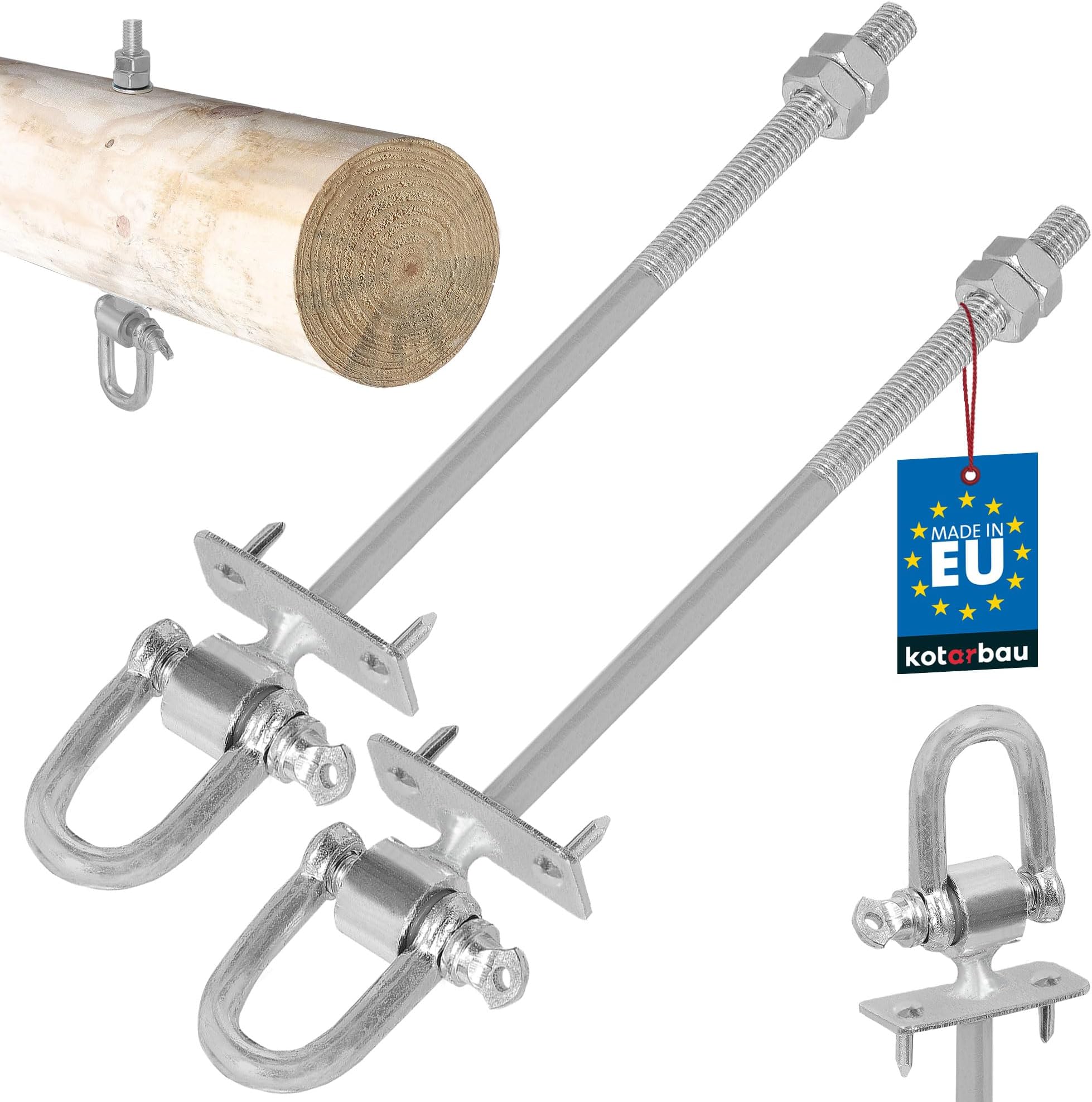 Juego De 2 Balancines Gancho Tipo 0 De Acero Galvanizado | Mosquetones Con Cojinete De Nailon Y Pernos M12 De 160 Mm | Ideal Para Columpios Y Estructuras De Jardín