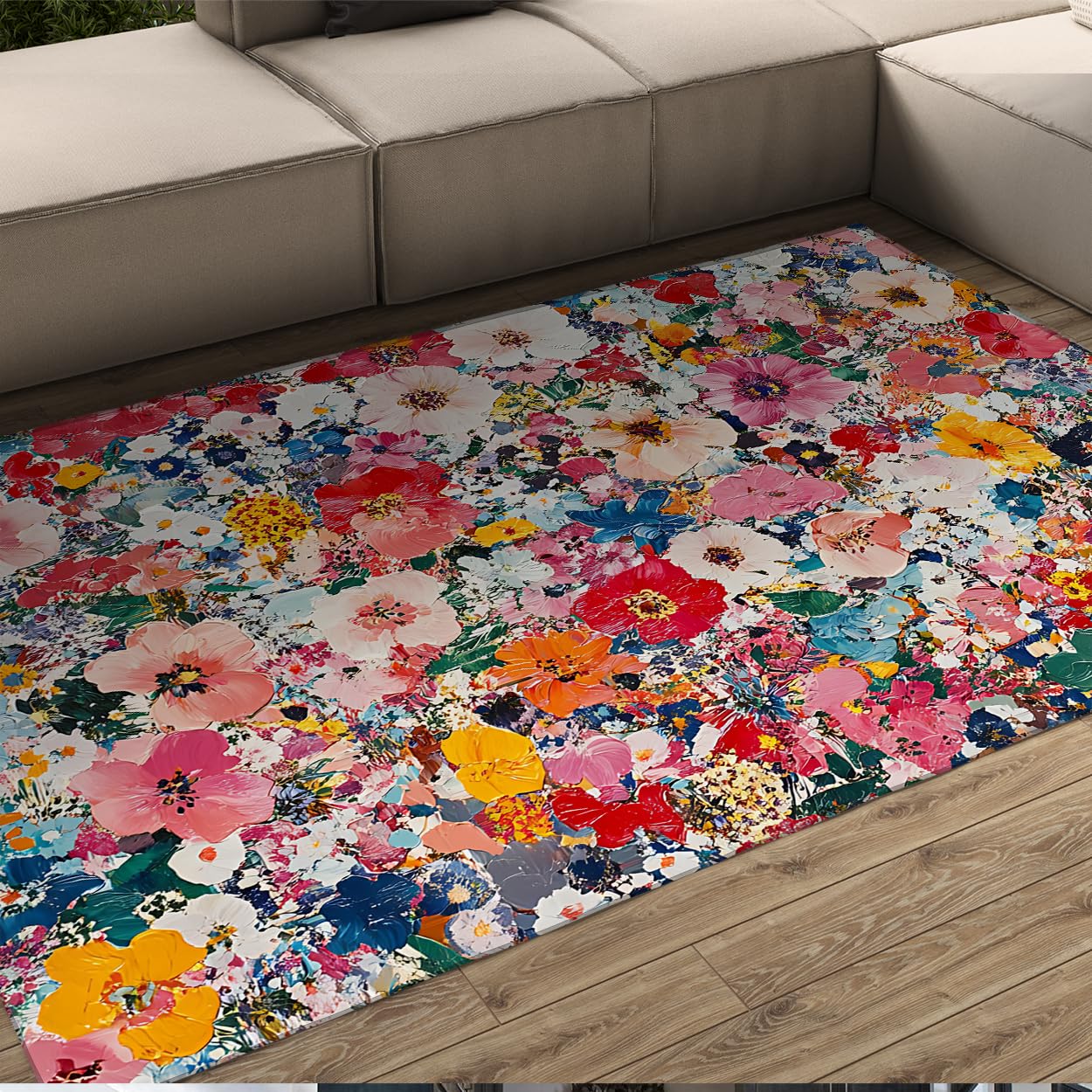 Tapis lavable 200x300cm antidérapant style peinture à l'huile