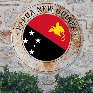 Papua New Guinea Welcome Sign Front Door Popular Country City Souvenir Metal Sign Papua New Guinea Metal Wall Art Wall Plaques Farmhouse Wall Decor Indoor & Outdoor Decor 12x12in