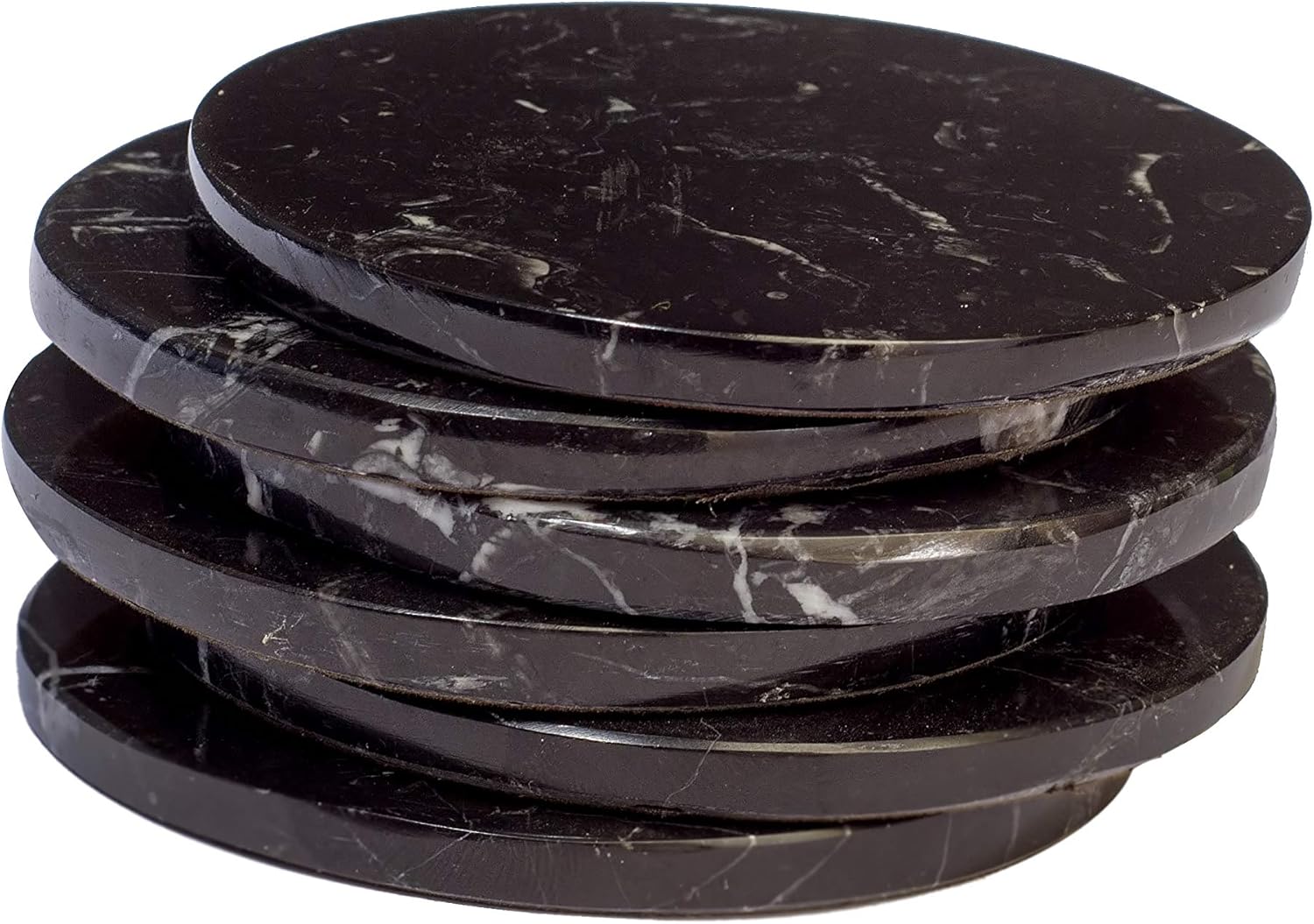 Exсluѕіvе Dіѕсоunt 🔥 CraftsOfEgypt Set of 6 - Black Marble Stone Coasters – Polished Coasters – 3.5 Inches (9 cm) in Diameter – Protection from Drink Rings