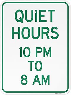 Quiet Hours 10Pm 8Am Sign, 18x24 Inches, 3M EGP Reflective .080 Aluminum, Fade Resistant, Made in USA by Sigo Signs