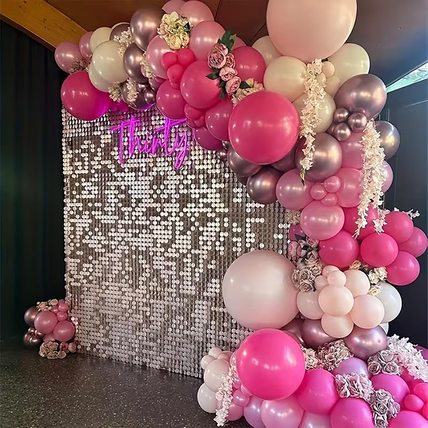60 szt. różowych balonów dekoracyjnych, 30 cm, różowe balony lateksowe, metaliczny design, urocze balony z konfetti, zestaw dla kobiet, dziewcząt, na przyjęcie urodzinowe, walentynki, rocznicę ślubu
