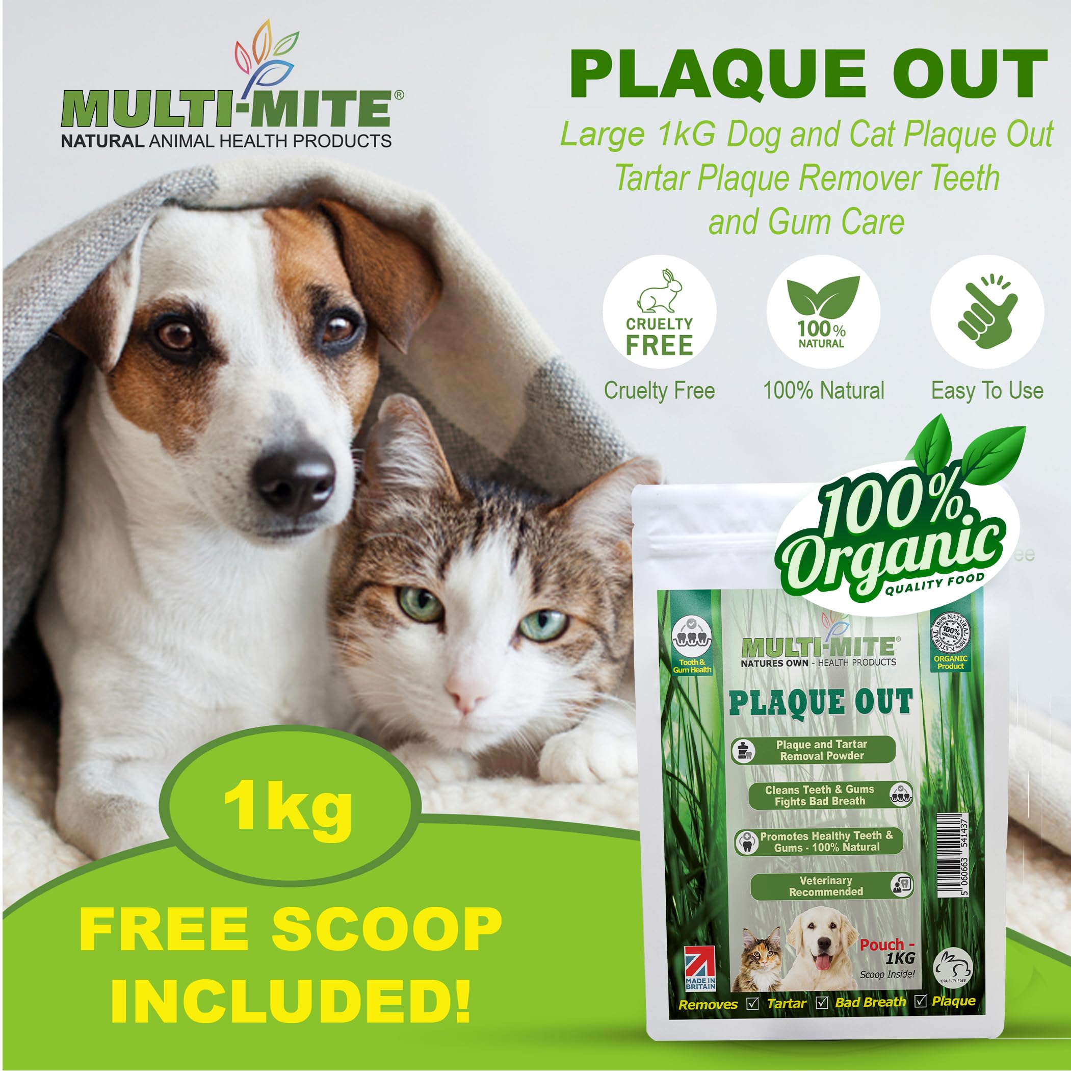 PLAQUE OUT 1kg Pouch, Plaque Off Remover, 100% Natural and Organic Seaweed Powder for Dogs & Cats, Dog Teeth Cleaning - Image 3