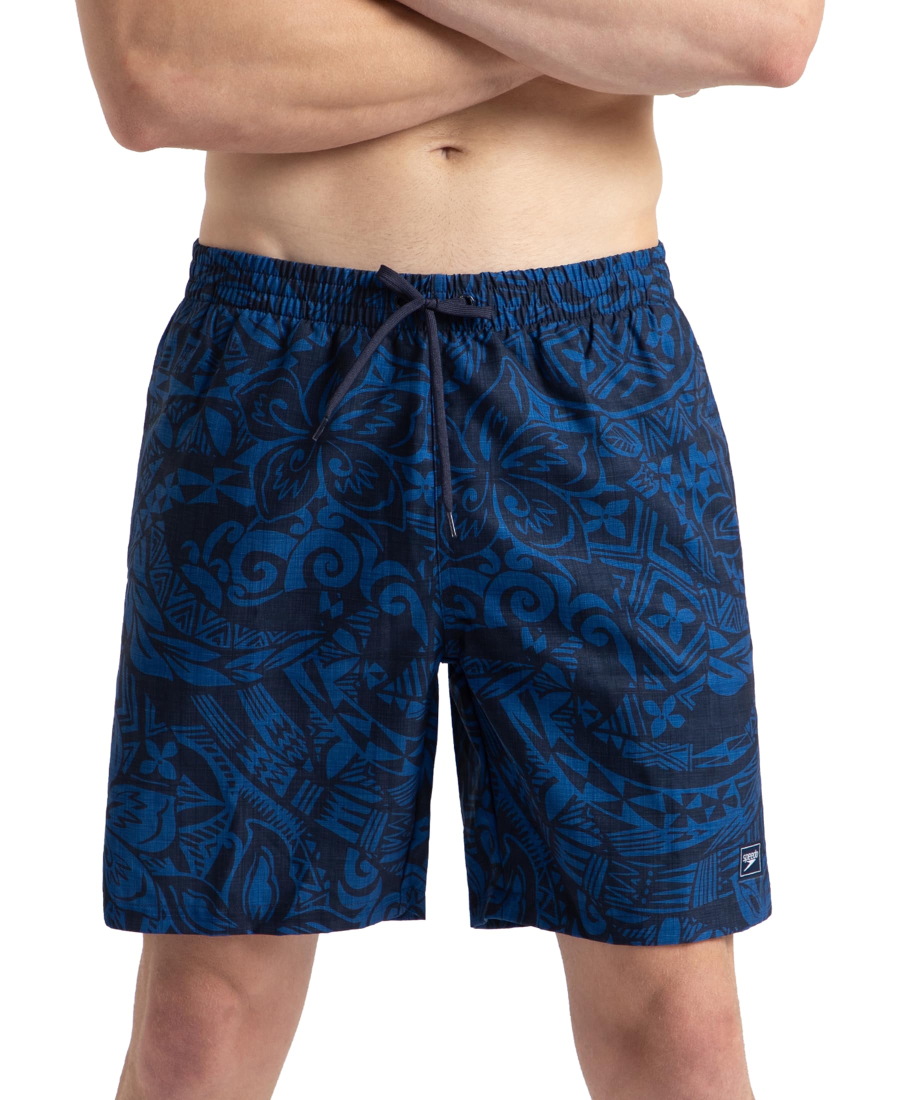 Speedo Men's 4 Way Flex Essential Printed Watershorts with Side Pockets | Water Repellent | Internal Drawcord | Wide Waistband Swimming Trunks