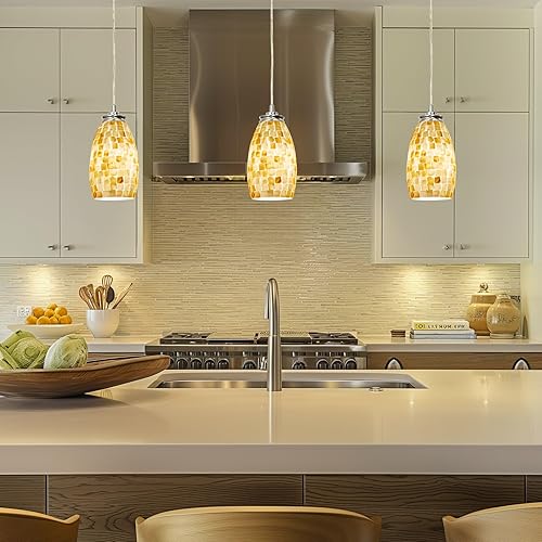 Miniatura 7 de Revel Coast mini luz colgante moderna de 9 pulgadas hecha a mano de mosaico de vidrio y acabado níquel satinado