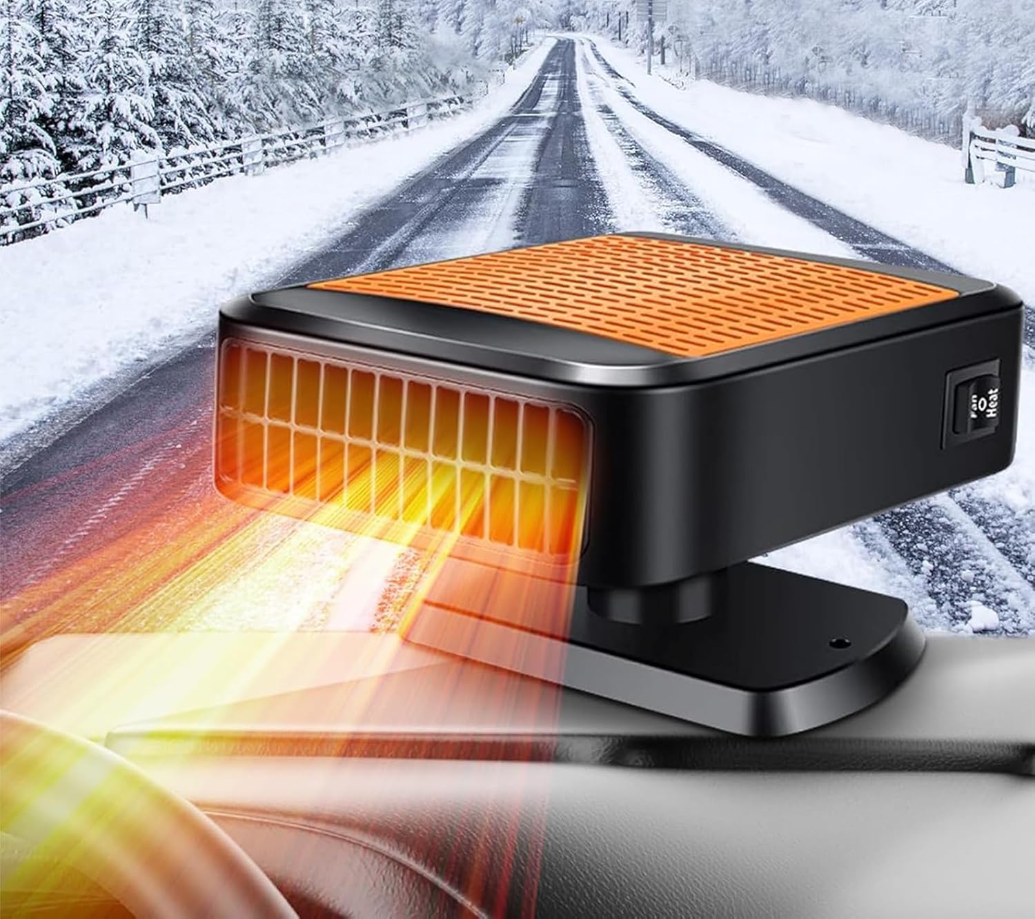 Portable Car Heaters for Vehicle,12V Car Heater that Plugs into Cigarette Lighter,200W Fast Heating Car Defroster Defogger 360° Rotatable 2 in 1 Heating & Cooling (Orange)