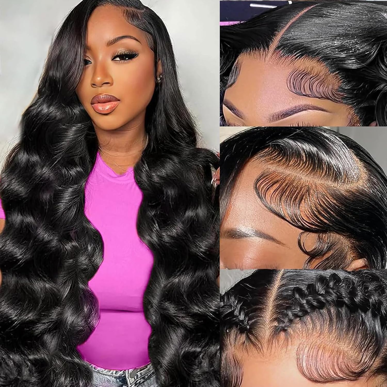 Skinlike 5x5 HD Lace Closure Wigs 28 Inch 250% Density Body Wave 15A Human Hair Glueless 0.10mm Ultra-Thin Swiss Lace Pre-Plucked Bleached Knots