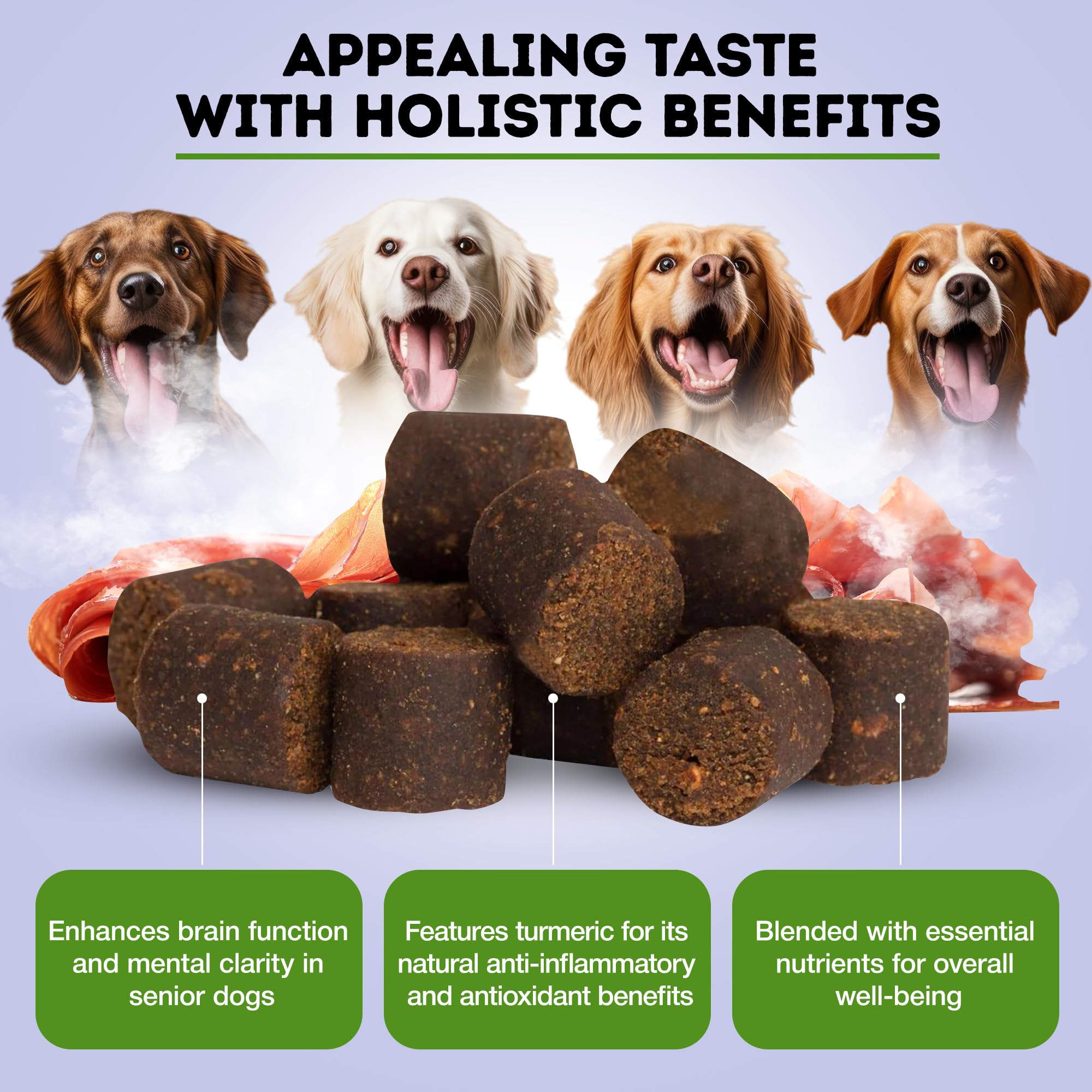 ONLY NATURAL PET Senior Brain Wellness Dog Chews - Small, Medium & Large Breeds, Toothless & Geriatric Dogs, Soft Chicken & Bacon Flavor Snacks, Baked Treats - 60 Count 3