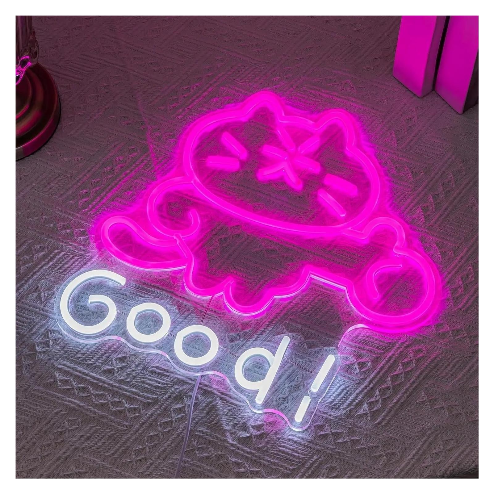 Décor Mural Lumière Enseigne Au Néon Pour Chat Alimentée Par USB Intensité Variable Signe De L'alphabet Good, Pour Chambre À Coucher Maison De Chat Décoration Murale 32cm×34cm