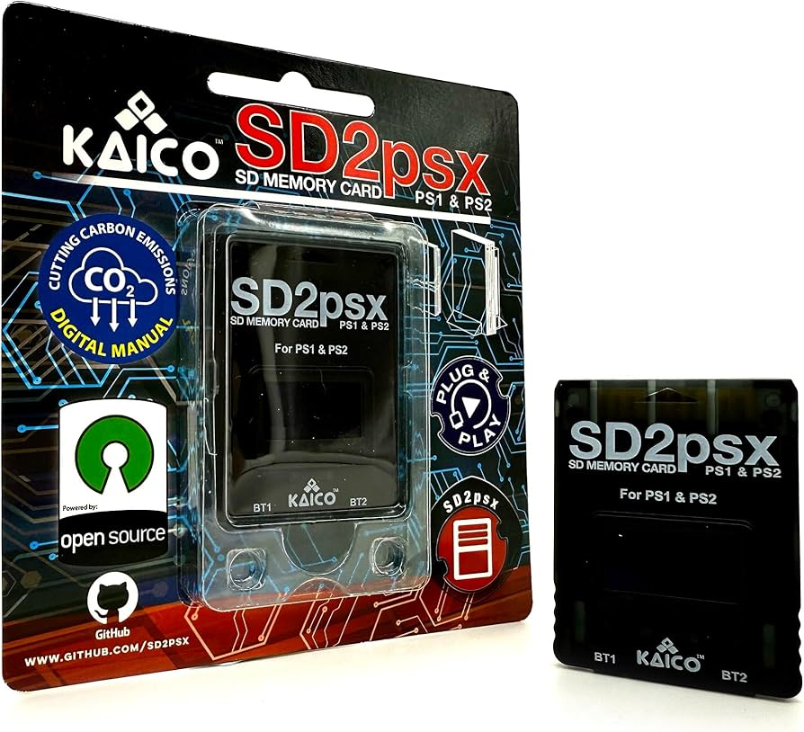 Kaico PSXMemCard Gen2 Memory Card Compatble with PlayStation 1 & 2