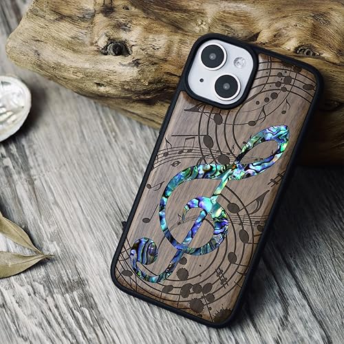 Miniatura 9 de Carveit Funda protectora de madera de diseñador para iPhone 14 funda magnética grabado de madera e incrustaciones de carcasa Funda de madera