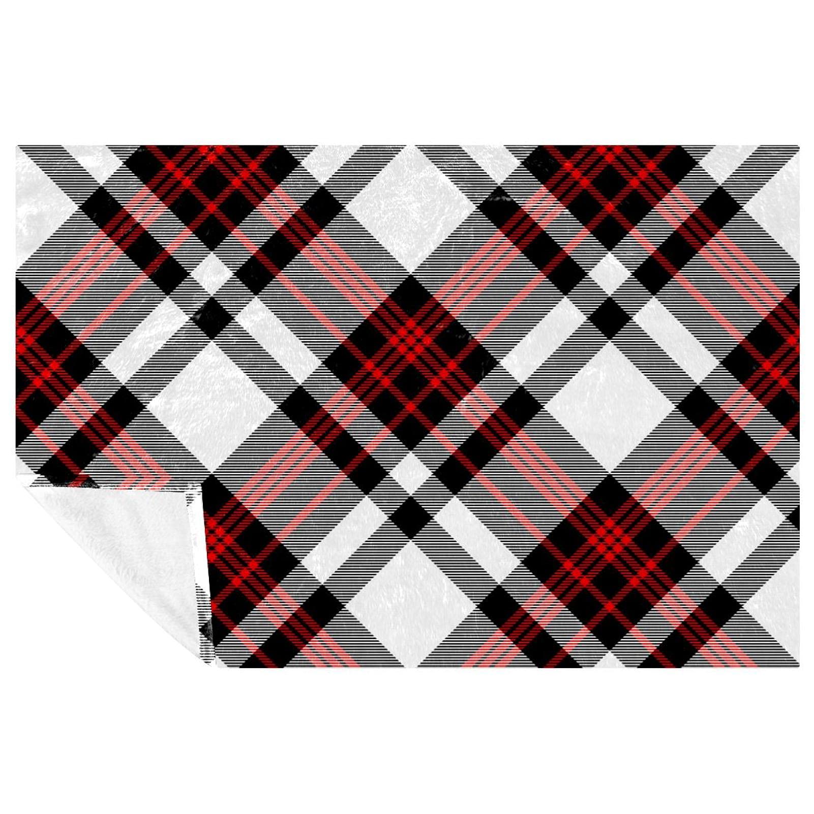 Couverture en sergé imprimé blanc noir rouge doux et chaud pour lit et canapé, 150x100 cm