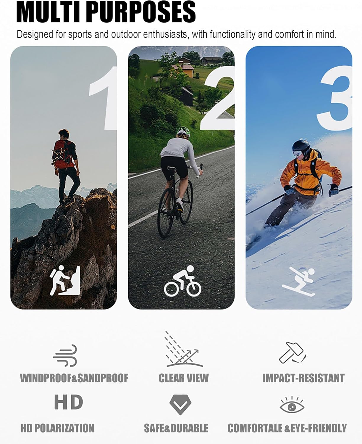 Dirt Bike Goggles ATV Motorcycle Motocross Goggles with Balaclava Cover Face Mask, Unisex for Women Men Youth Teens - Image 9