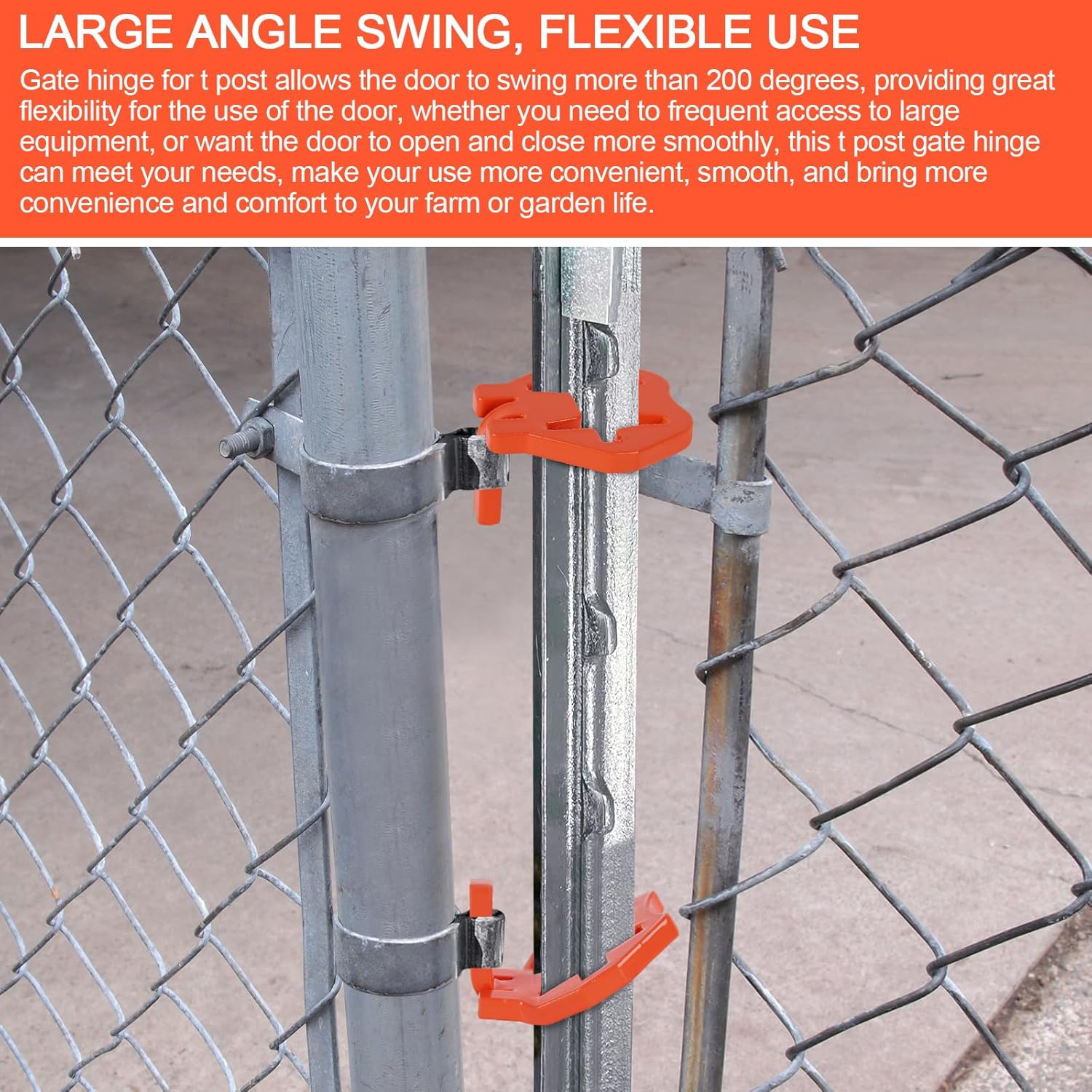 T Post Gate Hinge, T Post Gate Hinge Pins for Hang a Gate of Any Farm or Garden from a Metal T Post (Orange)