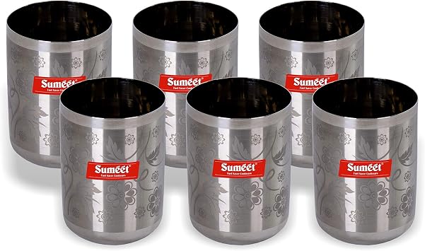 SUMEET Stainless Steel Miracle Glass - 6 Pieces, 300 ml