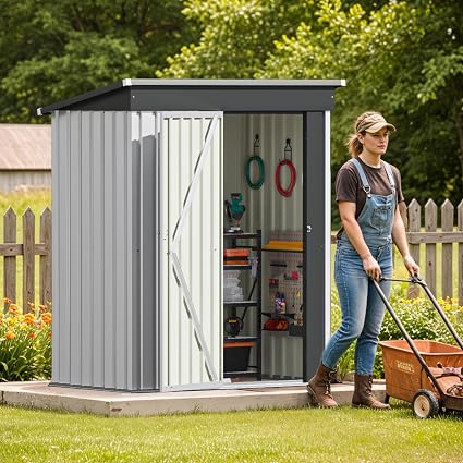 Amazon.com : Patiolife 5x3 FT Outdoor Storage Shed, Metal Shed with ...