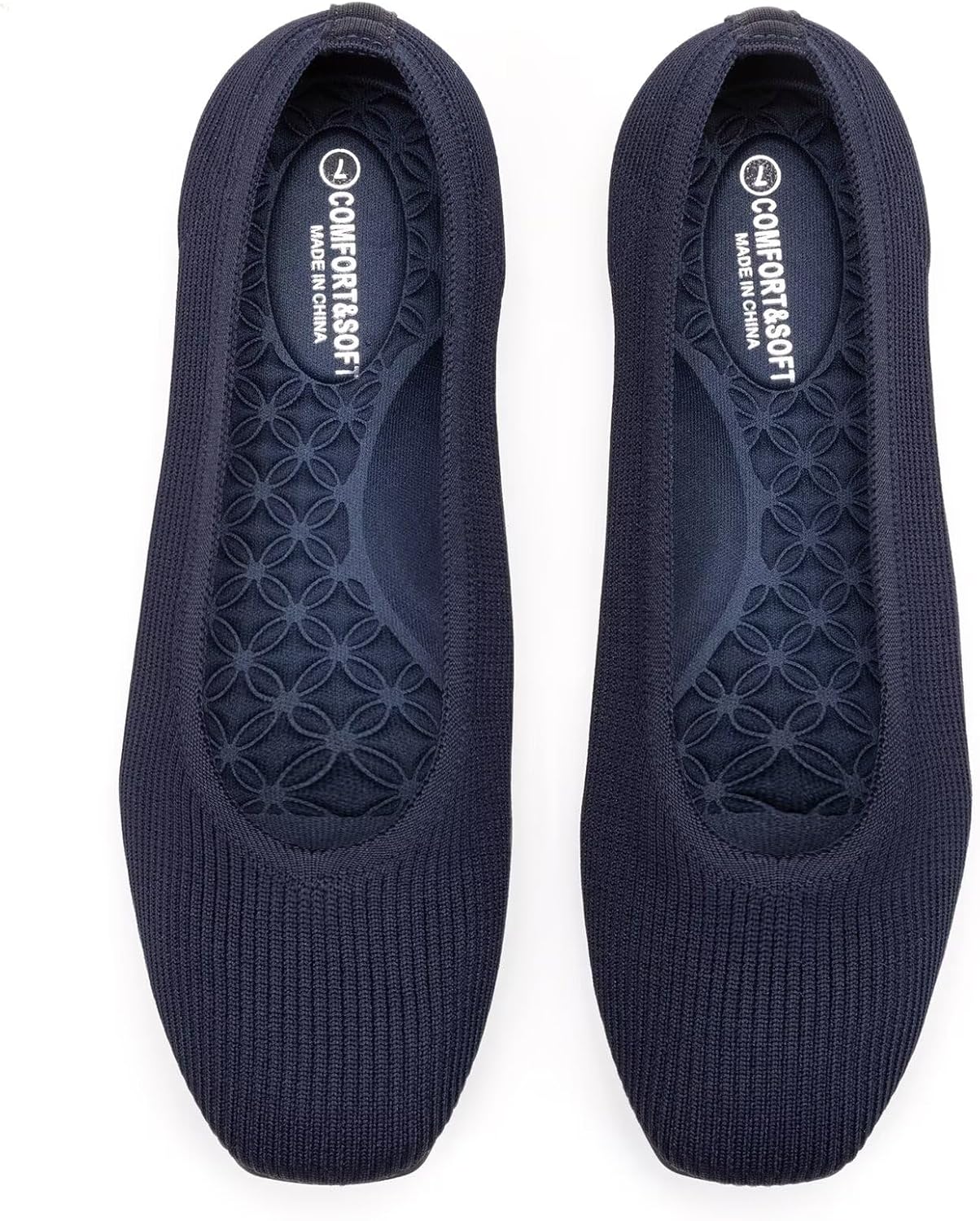 Frank Mully Womens Square Toe Flat Shoes Comfortable Knitted Flats Work Flats for Woman - Image 5