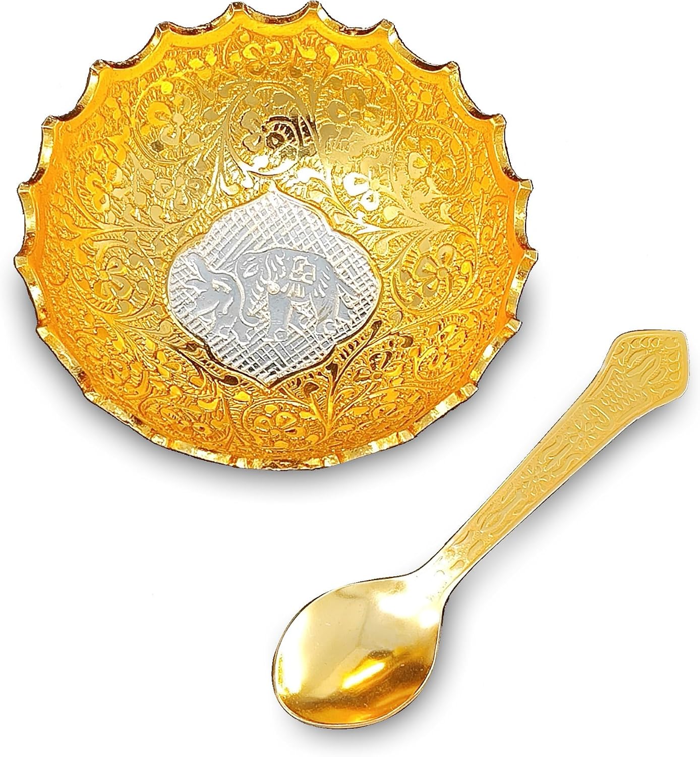 NOBILITY Silver Plated Bowl Spoon Set Light Weight with Red Box Diwali Christmas Eid Friends Family Wedding Return Dessert Dry Fruits Serving Gifts Home Decoration Corporate Gift Items 6 Sets image 3