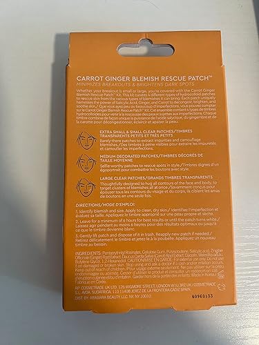 Miniatura 2 de Sweet Chef Parches de rescate de zanahoria y jengibre, tratamiento de manchas de vendajes hidrocoloides, 4 parches de granos de diferentes formas y