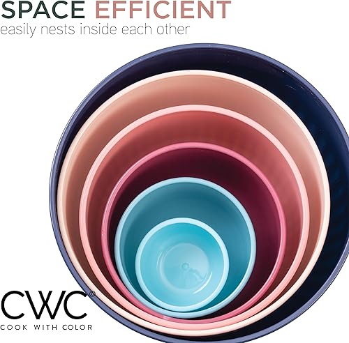 Vista 119 de COOK WITH COLOR - Juego de tazones de preparación profundos con tapas, para mezclar, de plástico, pequeños y apilables (color rosa/gris)