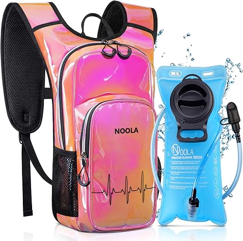 NOOLA Mochila de hidratación rave, mochila de agua con vejiga de agua de 2 L, accesorios esenciales para festivales para mujeres y hombres