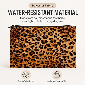 FAVORTALK Small Make Up Purse Women Ladies Travel Makeup Bag Leopard Print Makeup Bag Cosmetic Bags for Women Canvas Make Up Bags Accessories Organizer,784