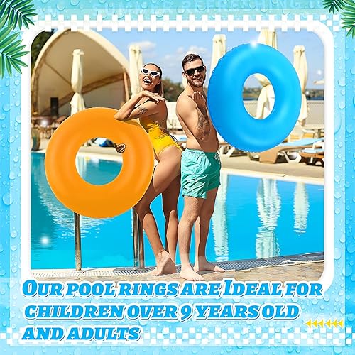 Miniatura 6 de Civaner 12 flotadores inflables para piscina, tubos de natación de neón de 35 pulgadas para adultos, flotadores de piscina a granel para playa,