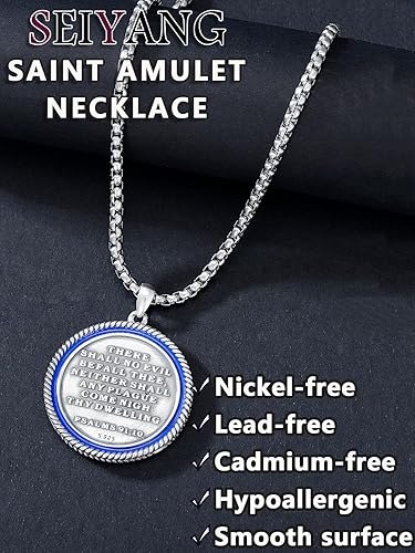 Miniatura 5 de Seiyang Collar con colgante de plata de ley 925, San Miguel, San Cristóbal, San Benito, San Florián, San Juda, San Rafael, Virgen María, amuleto