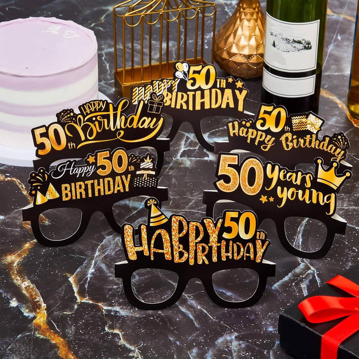 Sumind 24 Pcs Birthday Glasses Paper Eyeglasses Decoration