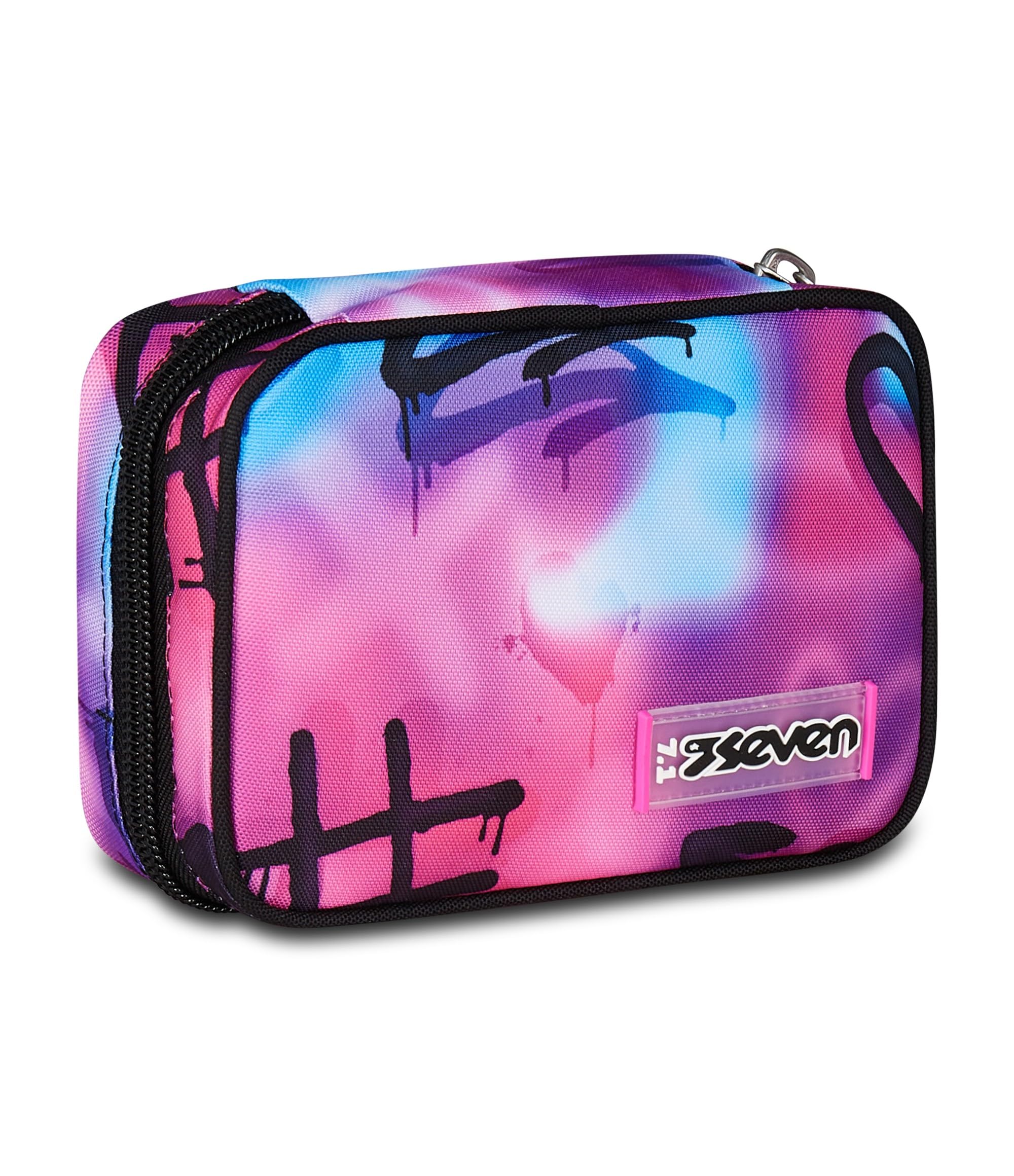 Seven Astuccio Scuola Elementare, 1 Zip, con Matite, Pennarelli, Penne, Speed Pad, Bambina, Ragazza, viola blu